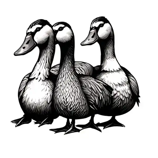 3 Gooses Family One Line Drawing Style