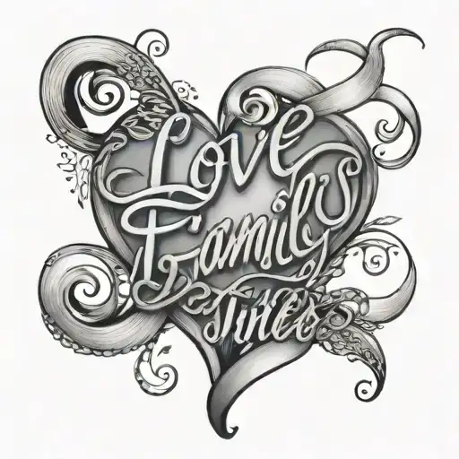 Love Family Fine Lines Cursive Intertwined