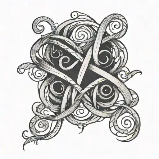 Fine Lines Cursive Intertwined Symbol Representing Family