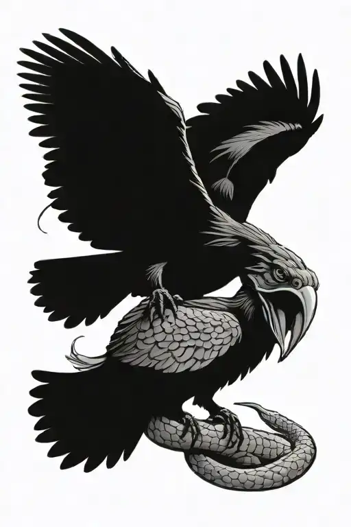 Snake Biting A Raven