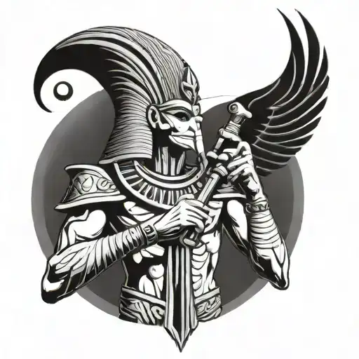 Egyptian God Thoth Holding An Ankh Symbol