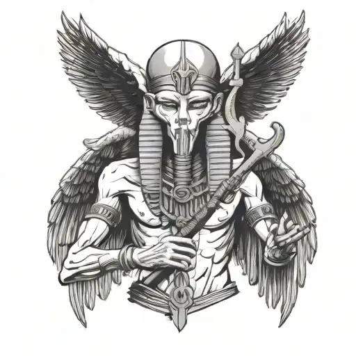 Egyptian God Thoth Holding An Ankh Symbol