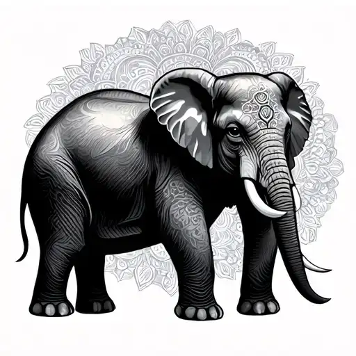 Elephant With Boho Background