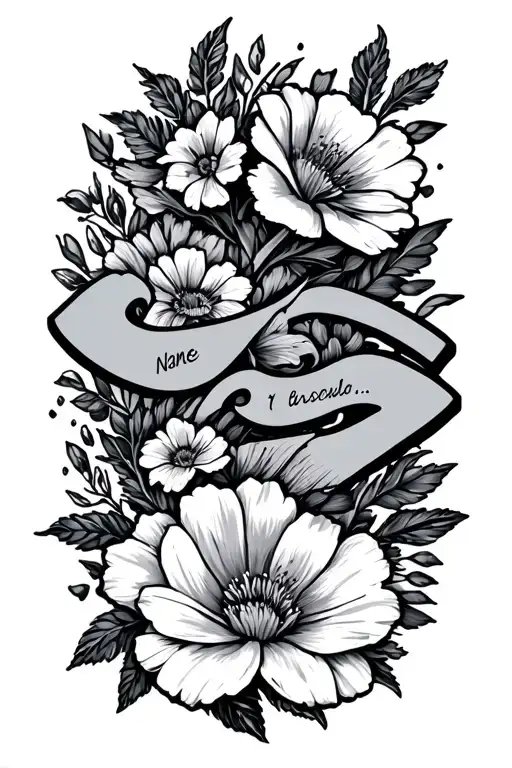 Name And Flowers Surrounding