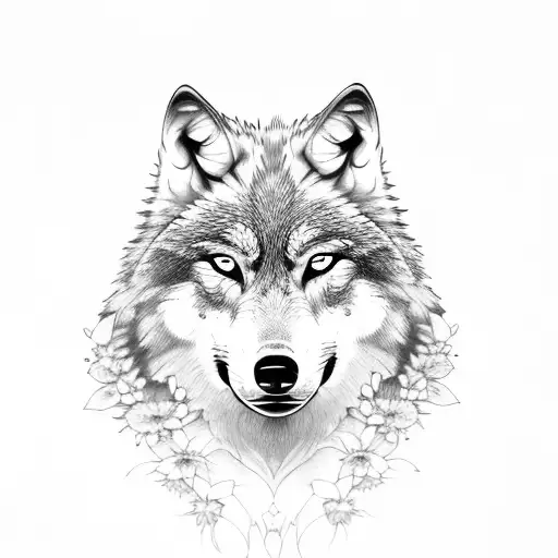 Wolf Flowers Fine Line