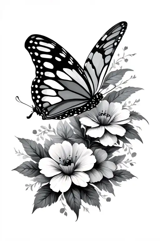 Butterfly Flying And Flowers