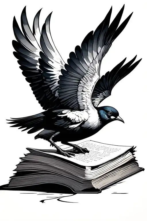 Ancient Book Slightly Open With Flying Page Transforming Into Birds