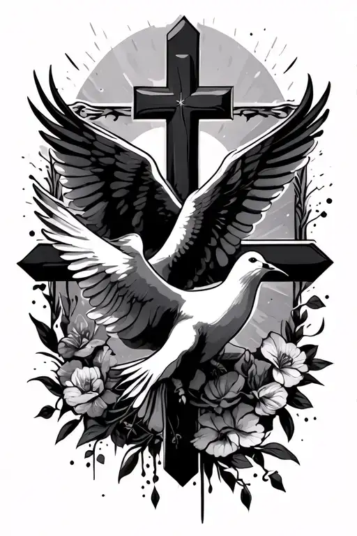 Cross Background Wit Dove Around Forearm
