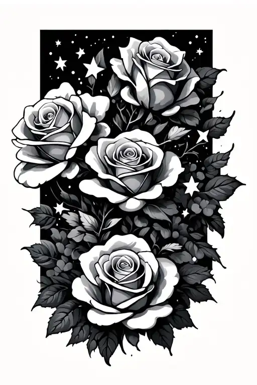 Men's Roses And Stars Clouds