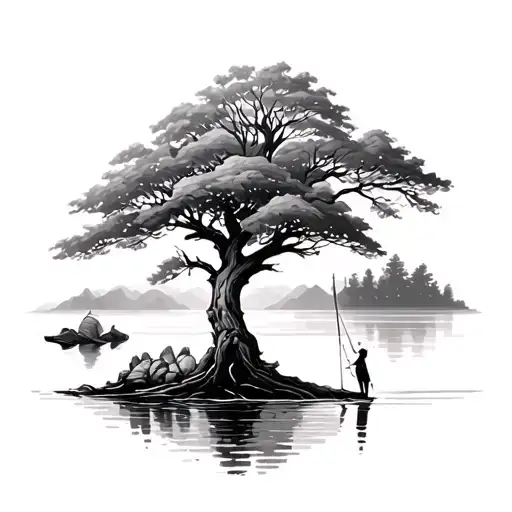 Fishing Under A Tree