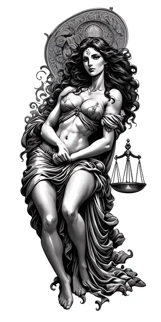 Lady Justice Laying On Ground Protecting Himself