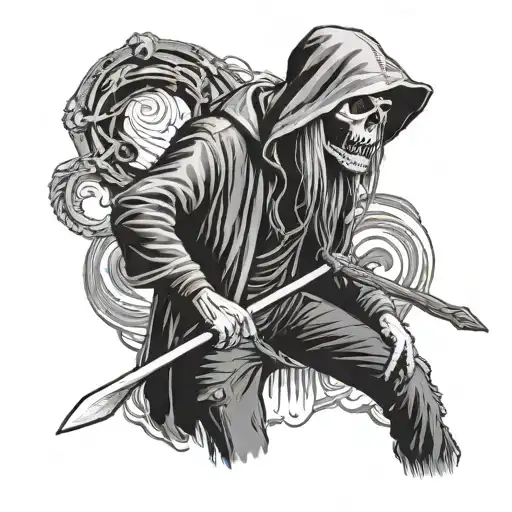 Kurt Cobain As The Grim Reaper Holding A Scythe