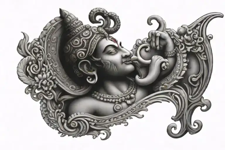 Mahadev With Ganpati Minimilst For Rib Mens