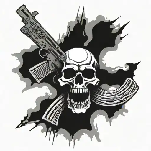Skull With Ak 47 116 Obor
