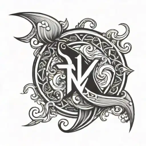 Aquarius Glyph With Word Breathe