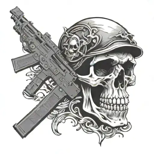 Skull With Ak 47
