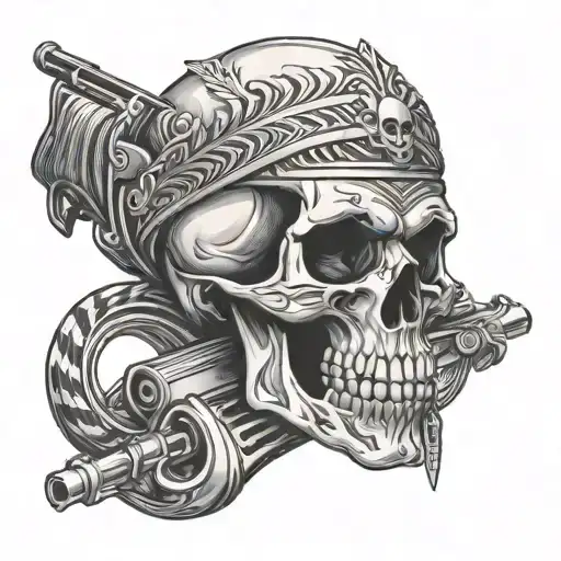 Skull In Chevron With Ak 47