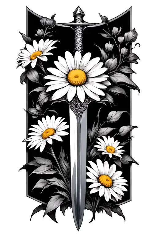 Daisy Flower And Crusader Sword