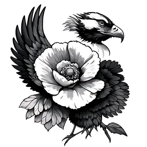 Poppy Flower And Eagle Wings