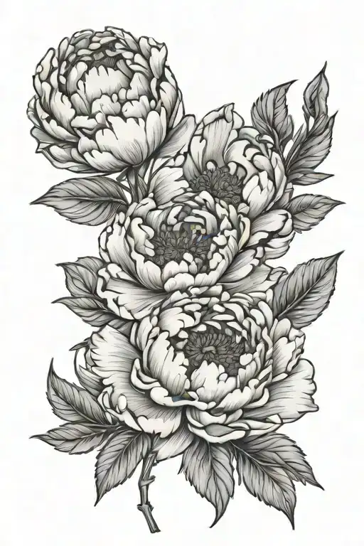 Peony Floral With Some Leaves And Twines