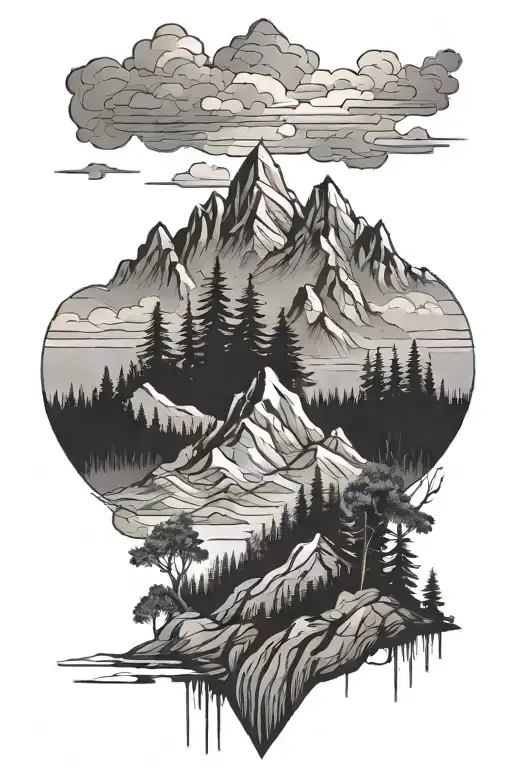Forest Mountain Range
