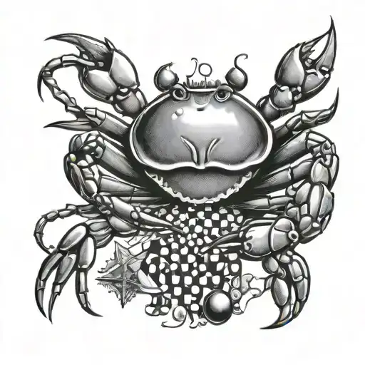 Crab Sitting On Top Of Bingo Card With Corn Cob Pipe And Lighter