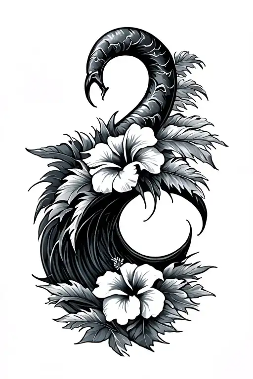 Waves With Beach And Makau Hook Hibiscus