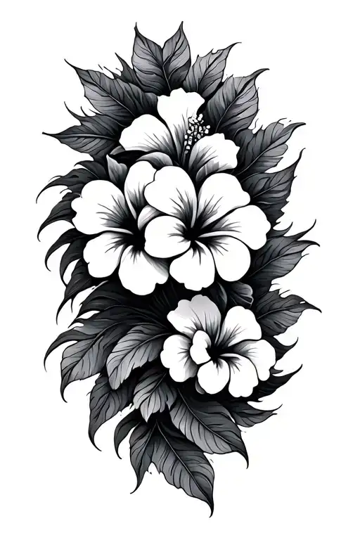 Waves And Makau Small Hibiscus Flowers Intertwined