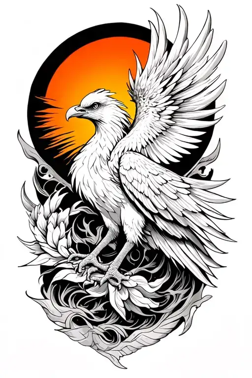 Pheonix Rising Sun In The Background