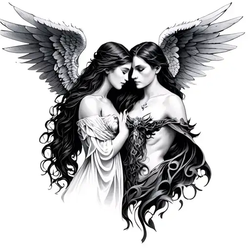 Angel And Demon On Shoulder