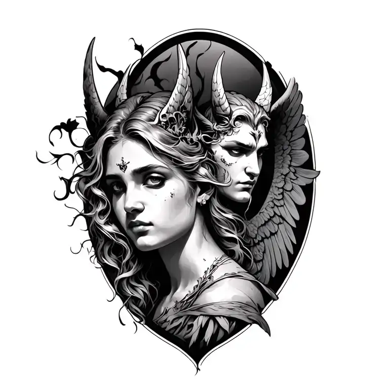 Angel And Demon On Shoulder
