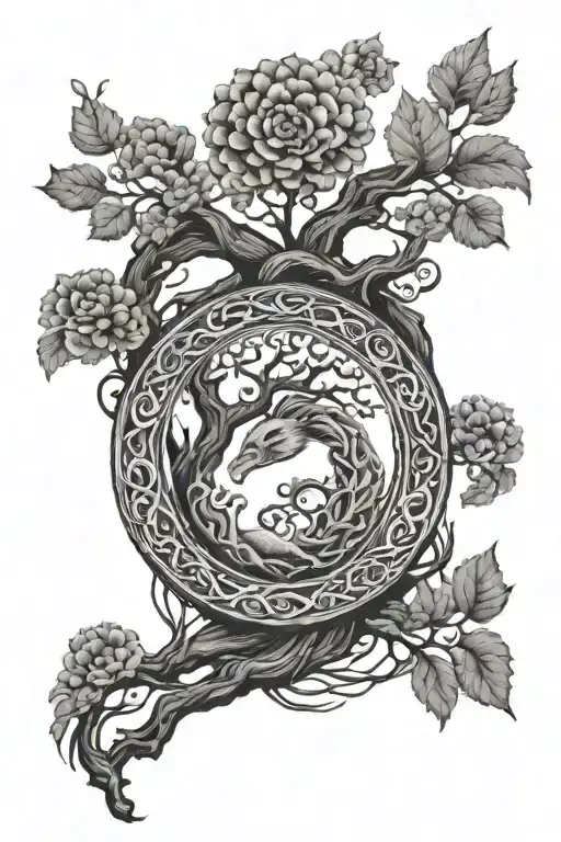 Ouroboros Wrapped Around The Tree Of Life