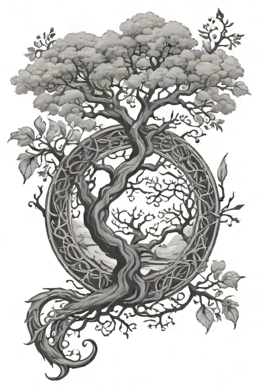 Ouroboros Wrapped Around The Tree Of Life