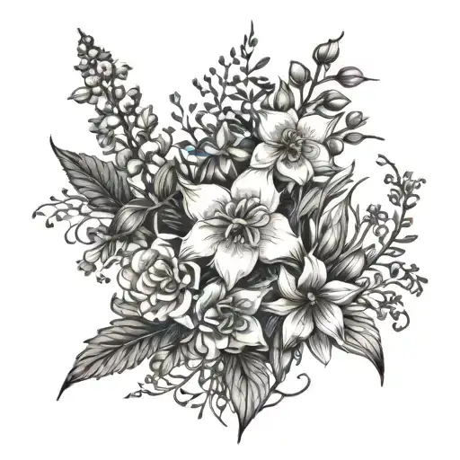 Water Little And Larkspur Floral Arrangement