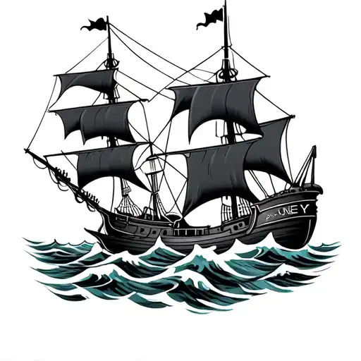 Pirate Ship In The Waves With The Name Sydney