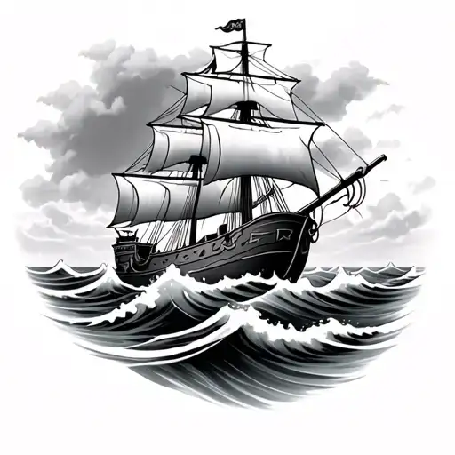 Pirate Ship In The Waves With The Name Sydney