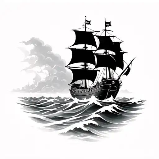 Pirate Ship In The Waves With The Name Sydney On The Side