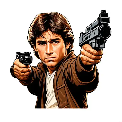 Han Solo Cute Cartoon Character Wielding