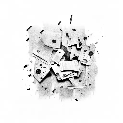 Broken Keyboard Pieces Covered With Blood