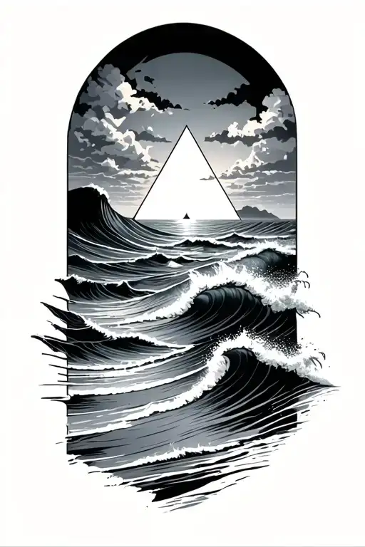 Ocean Waves And Beach With Small Recovery Triangle In The Middle