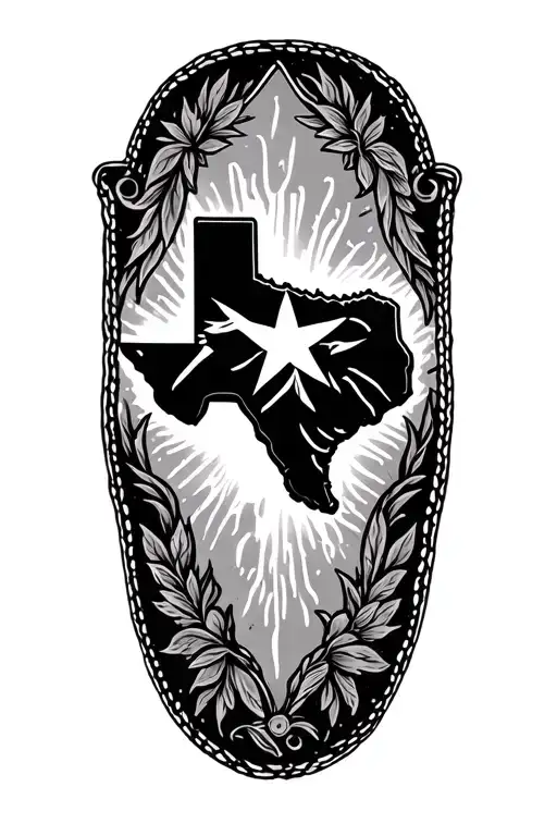 Texas State Outline With Tooled Leather Background