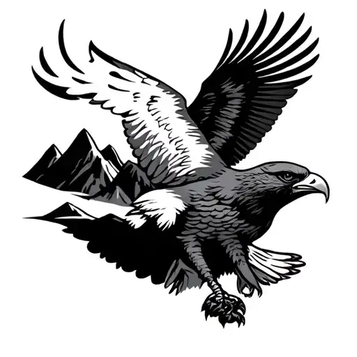 Simple Outline Of Eagle Inside Mountains