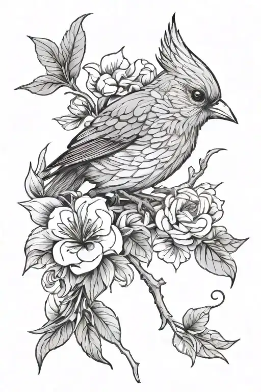 Bird And Flowers Forming