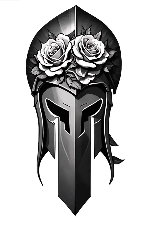Spartan Helmet And Roses Wrapped