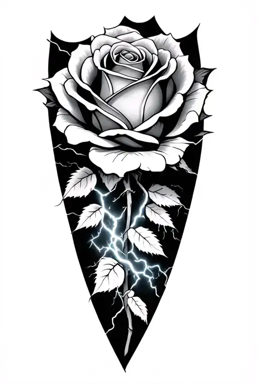 Rose With Lightning Storm