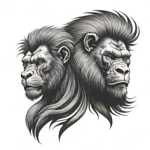 A Mixed Lion And Gorilla Face