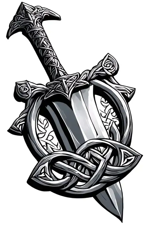 Irish Dagger With A Celtic Solomons Knot As The Guard