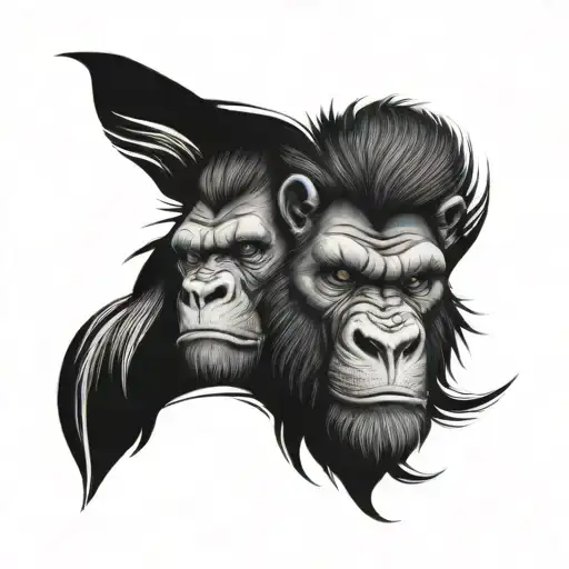 A Face Half Lion And Half Gorilla