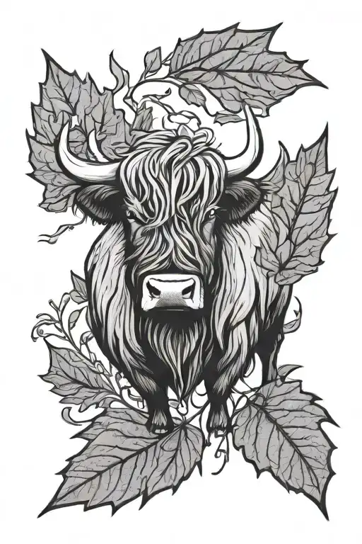 Maple Leaf With A Highland Cow Inside Of It