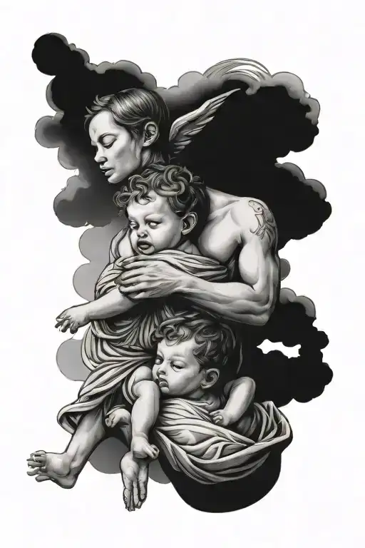 Carrying A Child On Shoulders Inside Heaven